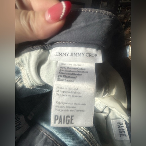 EUC PAIGE Jimmy Jimmy Crop Jeans in Whitley Size 26 waist 36 - Picture 7 of 9